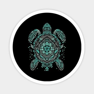 teaTeal Sea Turtle Mandala Art - Tranquil Ocean-Inspired Design Magnet